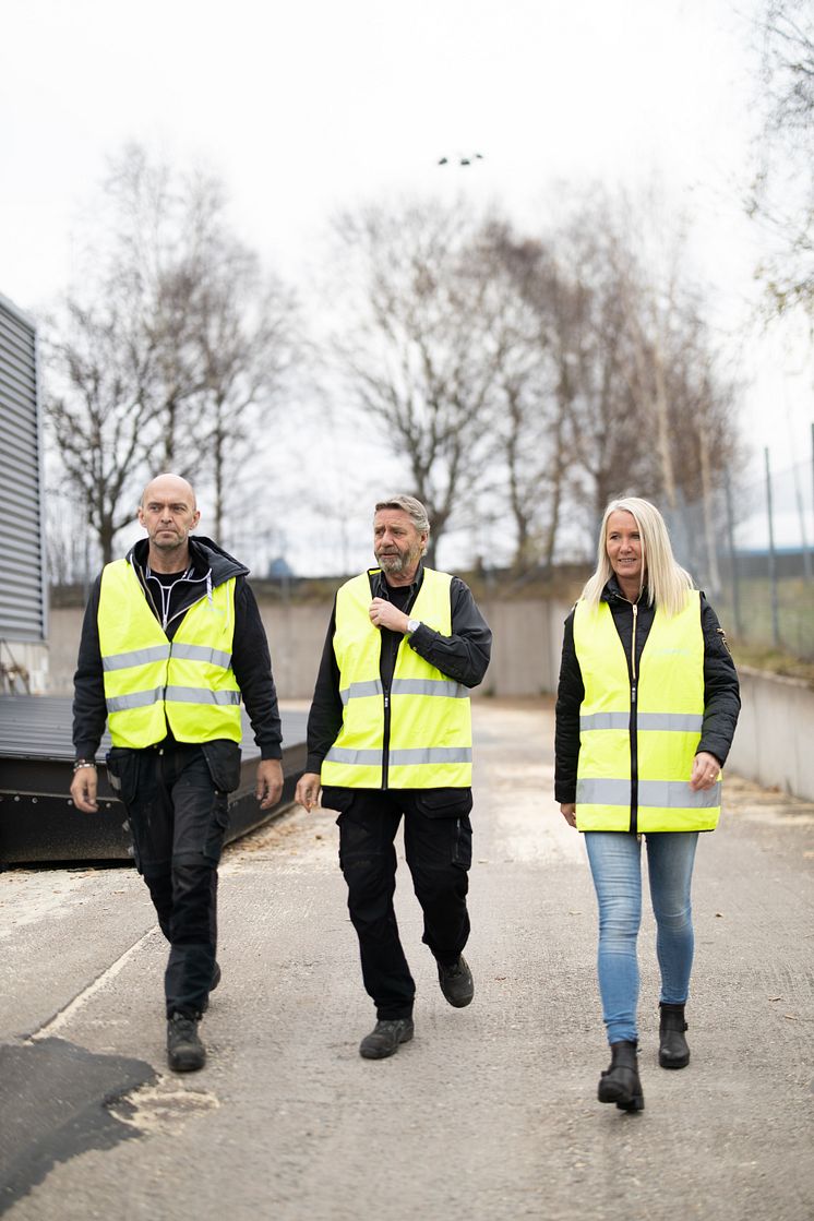 Claes Bohlin, Leif Johansson och Ann-Sofie Ståhl på Solör Bioenergi