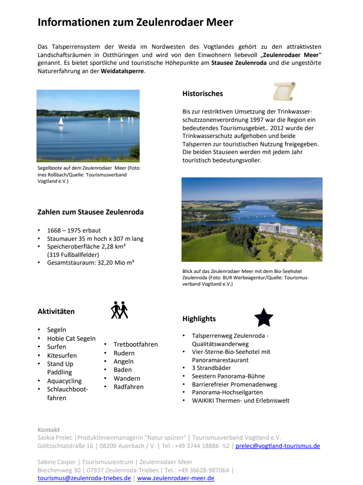 Thüringer Wassertourismus: Informationen zum Zeulenrodaer Meer