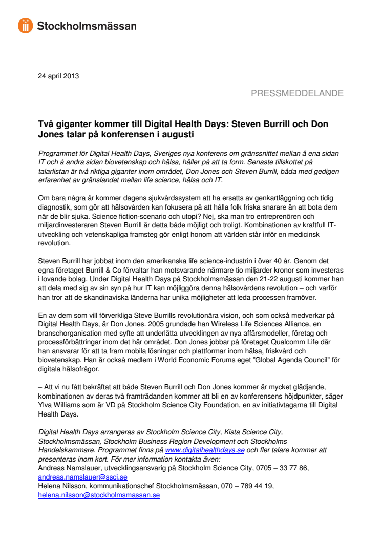 Två giganter kommer till Digital Health Days: Steven Burrill och Don Jones talar på konferensen i augusti