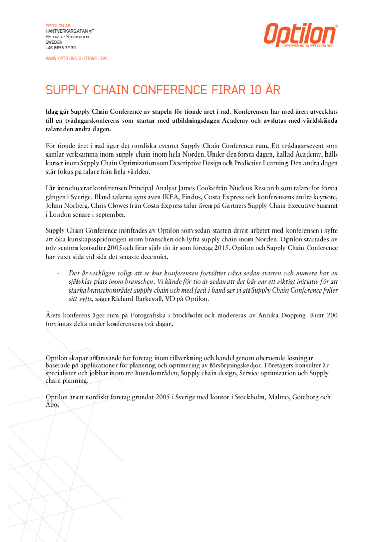 Supply Chain Conference firar 10 år