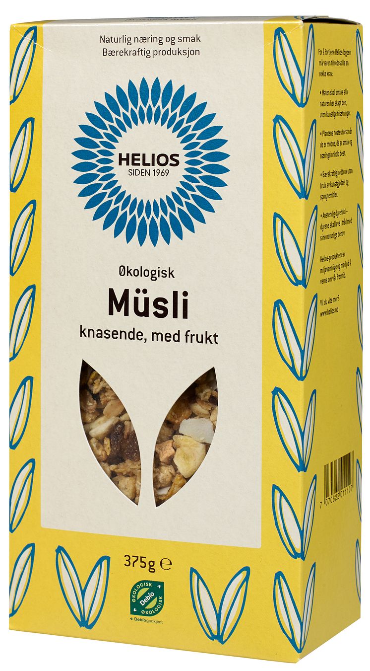 Helios müsli knasende med frukt økologisk 375 g