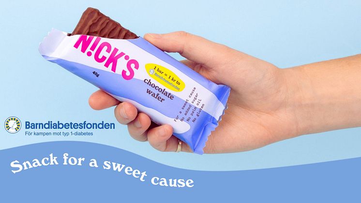 Nick's blue diabetes chocolate wafer - Barndiabetesfonden