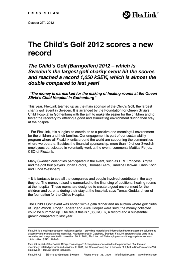The Child’s Golf 2012 scores a new record 