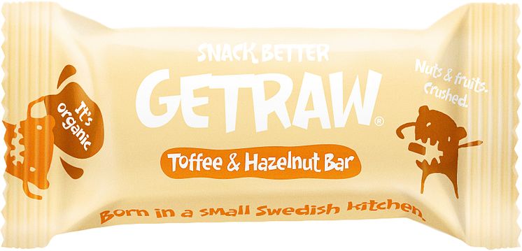 Getraw toffee og hasselnøttbar økologisk 48 g