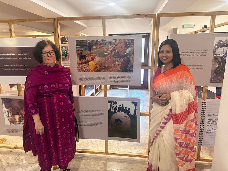 Janet Clark, Research Fellow from Northumbria University, with Sumana Banerjee from Jadavpur University