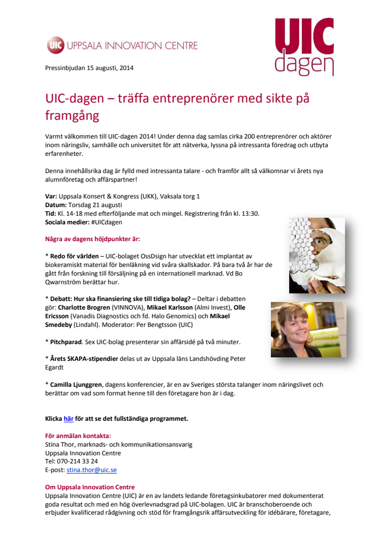 Pressinbjudan: UIC-dagen 21/8 ‒ träffa entreprenörer med sikte på framgång