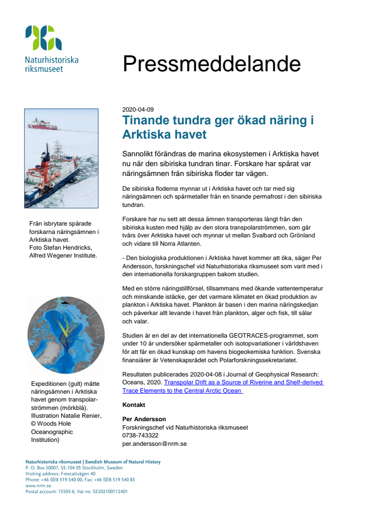 Tinande tundra ger ökad näring i Arktiska havet