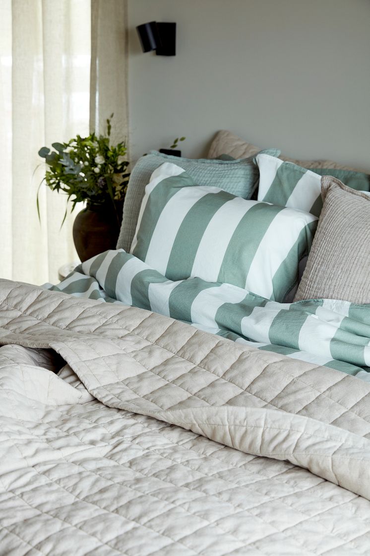 bed set stripe green bedspread quilted s24