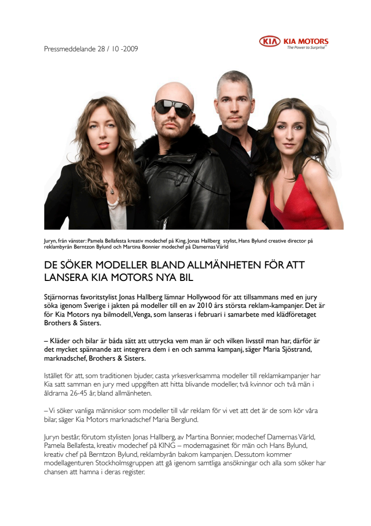 De söker modeller bland allmänheten för att lansera Kia motors nya bil