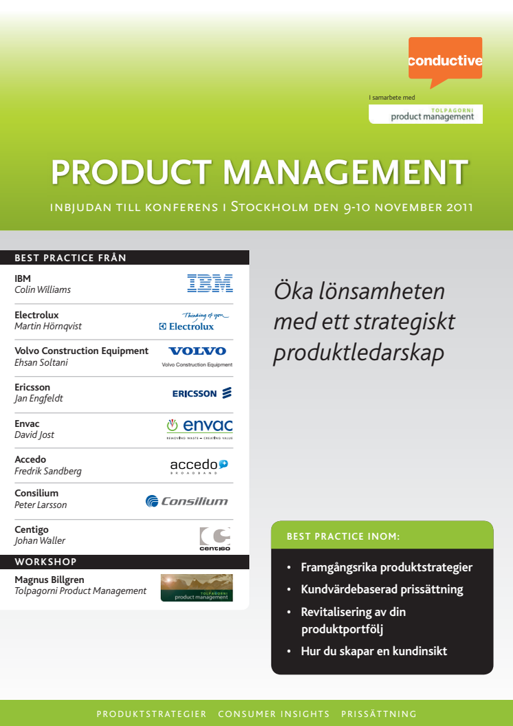 Product management, konferens i Stockholm 9-10 november