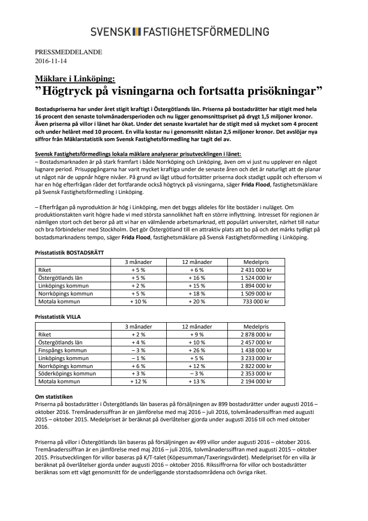 Mäklare i Linköping: ” Högtryck på visningarna och fortsatta prisökningar” 