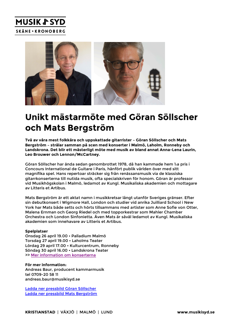 Unikt mästarmöte med Göran Söllscher och Mats Bergström