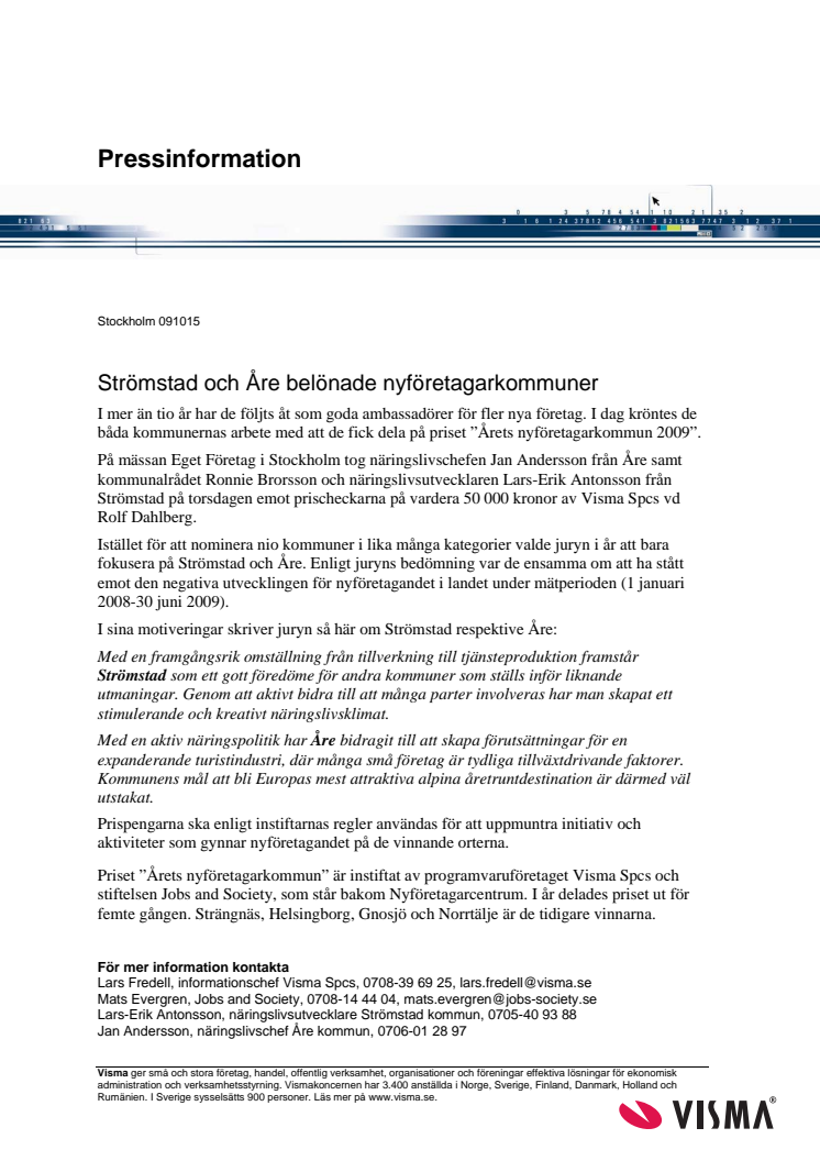 Strömstad och Åre belönade nyföretagarkommuner