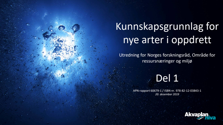 Kunnskapsgrunnlag for nye arter i oppdrett