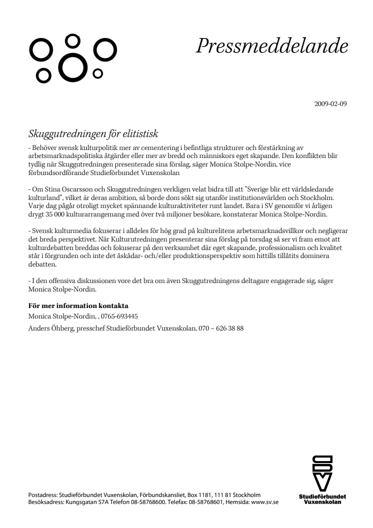 Skuggutredningen för elitistisk