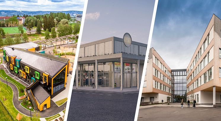 Kilden förskola, Lidl i Visby och Horten gymnasium av LINK arkitektur