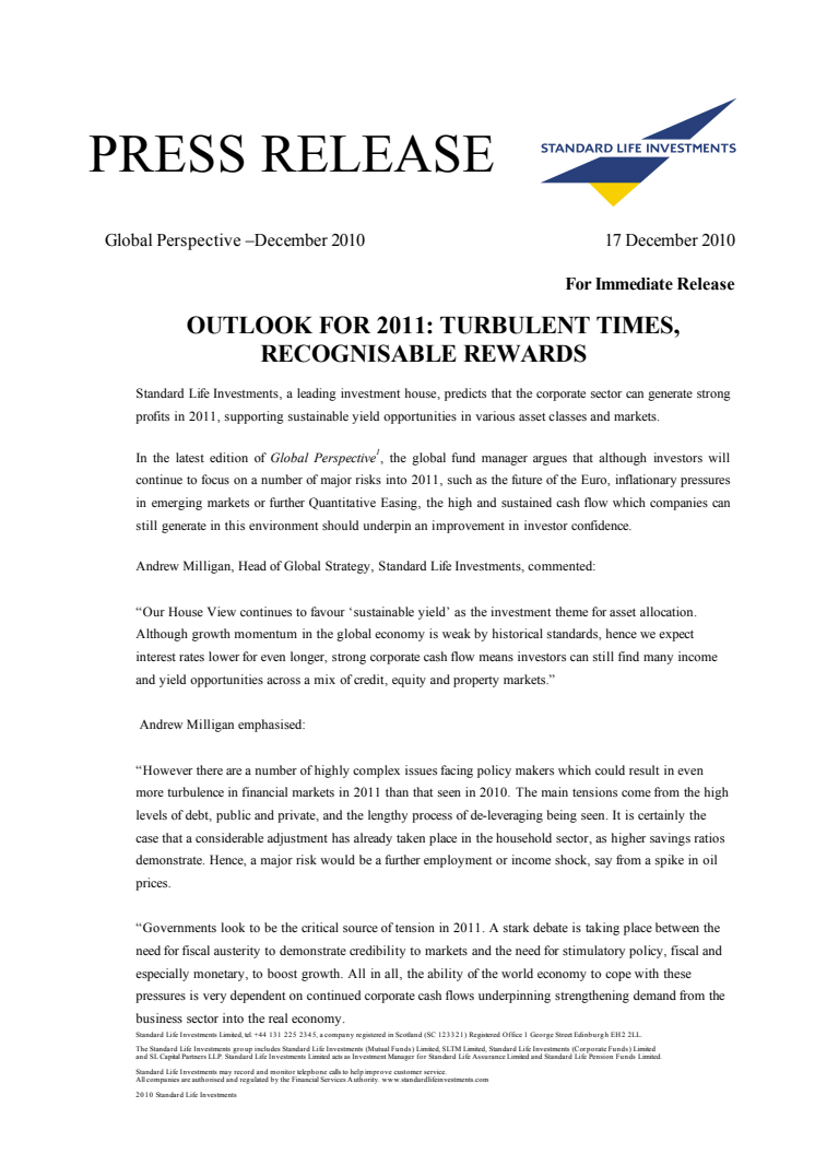Outlook 2011: Turbulenta tider och synbara belöningar