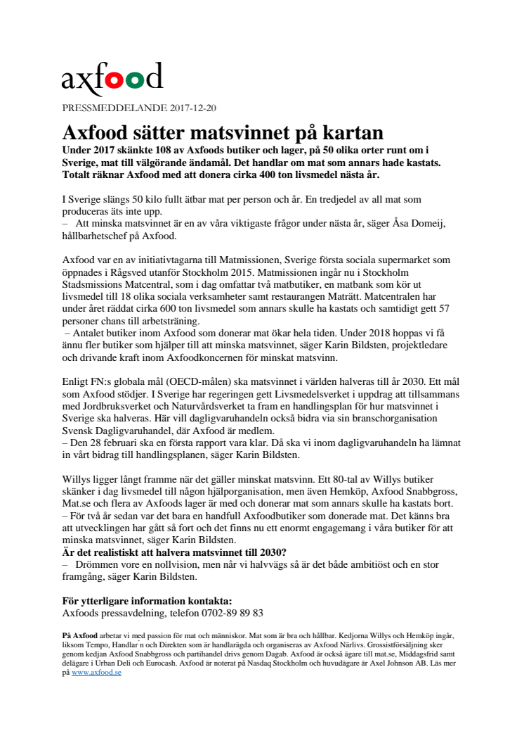 Axfood sätter matsvinnet på kartan