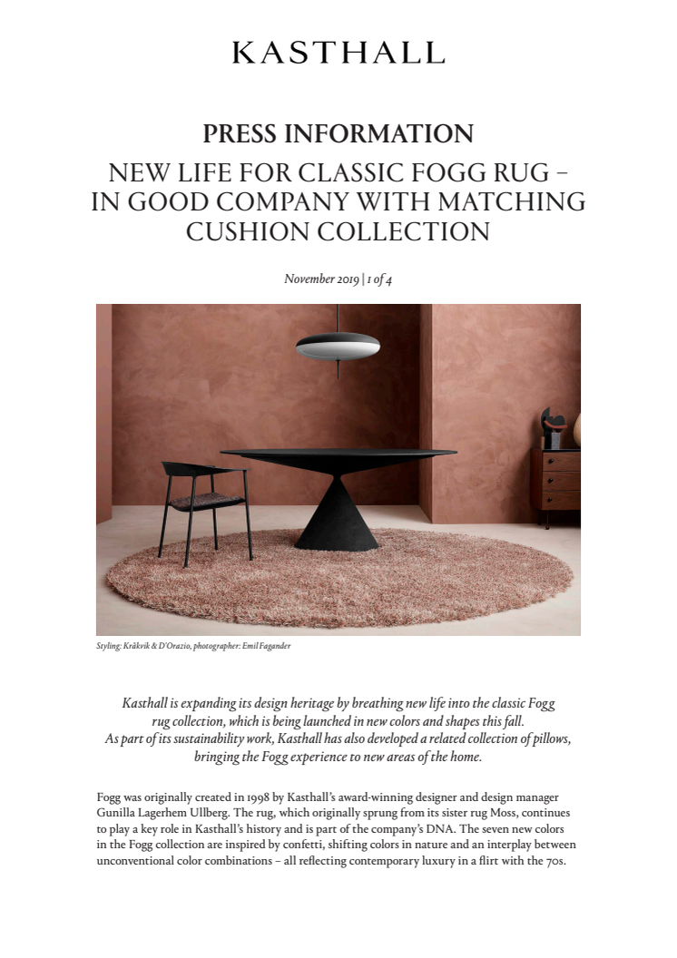 NEW LIFE FOR CLASSIC FOGG RUG – IN GOOD COMPANY WITH MATCHING CUSHION COLLECTION