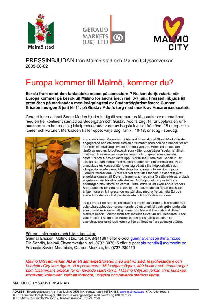 Europa kommer till Malmö, kommer du?