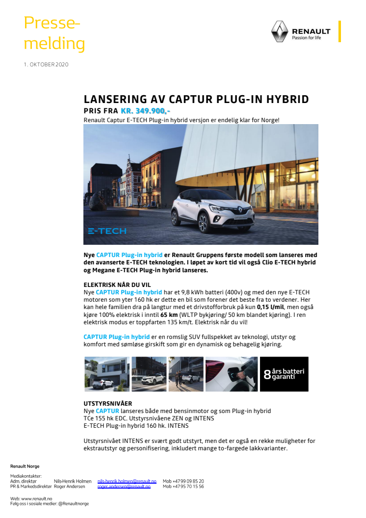 LANSERING AV CAPTUR PLUG-IN HYBRID