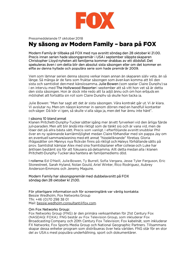 Ny säsong av Modern Family – bara på FOX