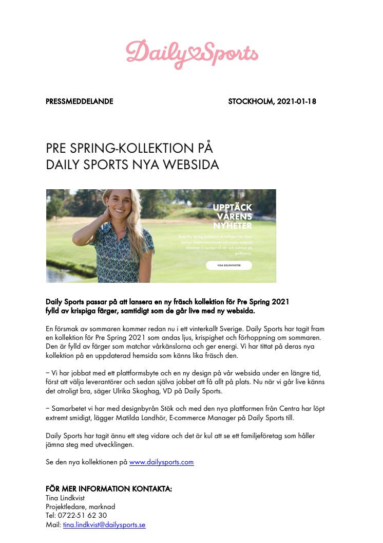 Pressmeddelande Daily Sports PS21