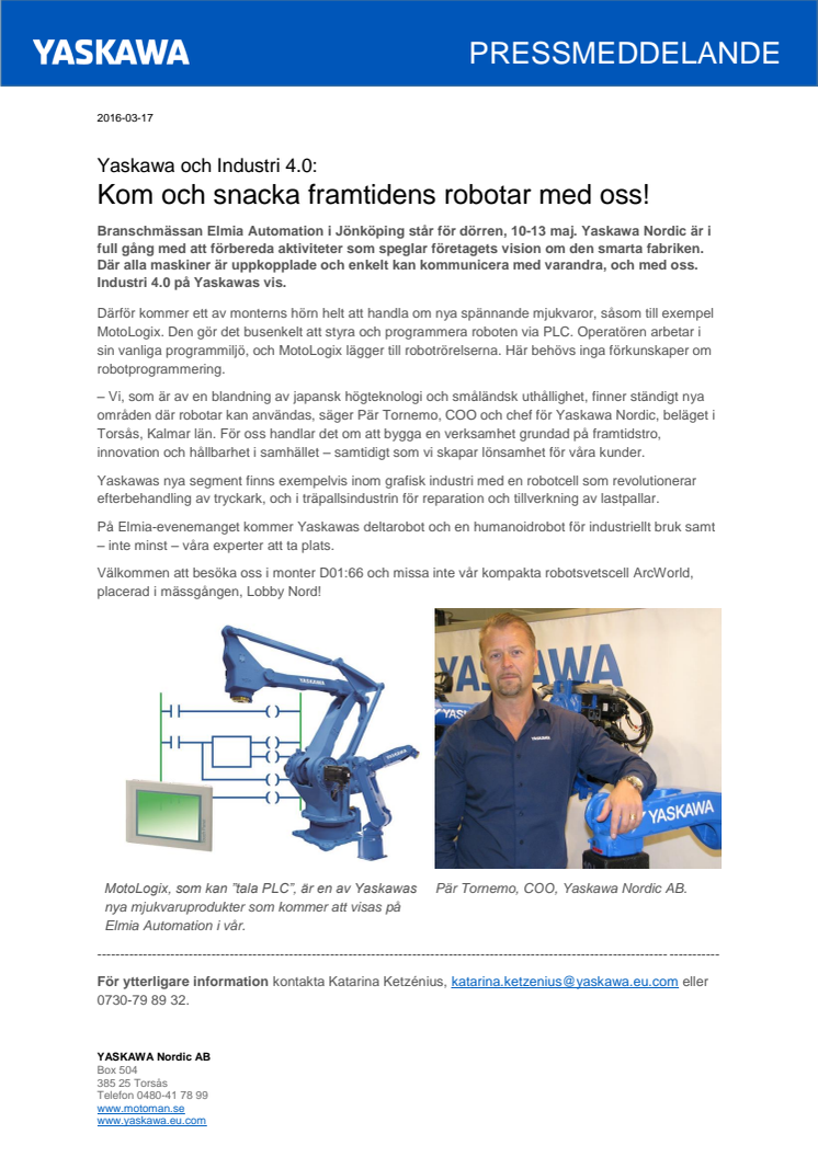 Elmia Automation: Kom och och snacka framtidens robotar med oss!