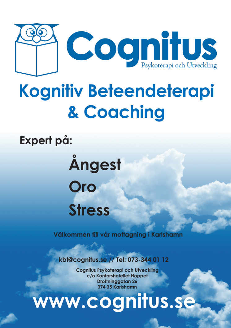 Cognitus Psykoterapi och Utveckling flyer