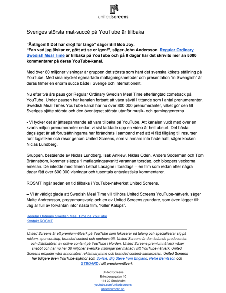 Sveriges största mat-succé på YouTube är tillbaka