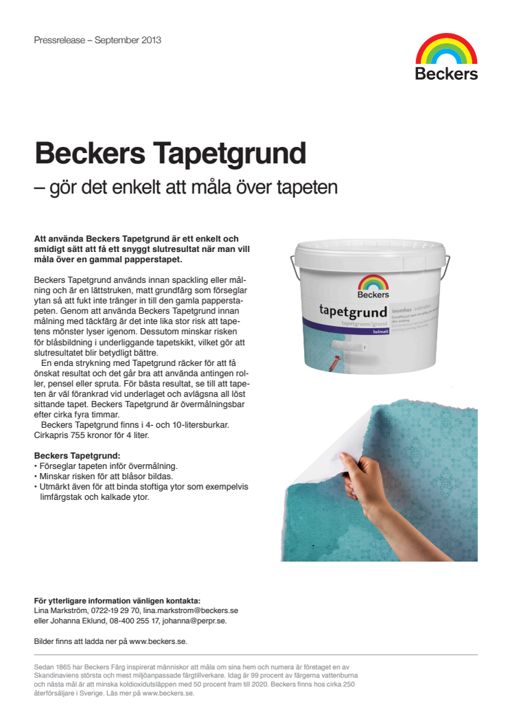 Beckers Tapetgrund – gör det enkelt att måla över tapeten