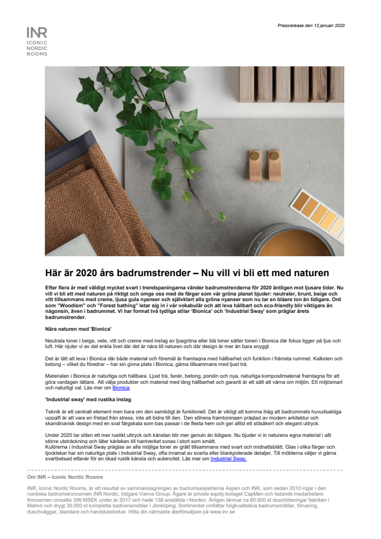 Här är 2020 års badrumstrender – Nu vill vi bli ett med naturen