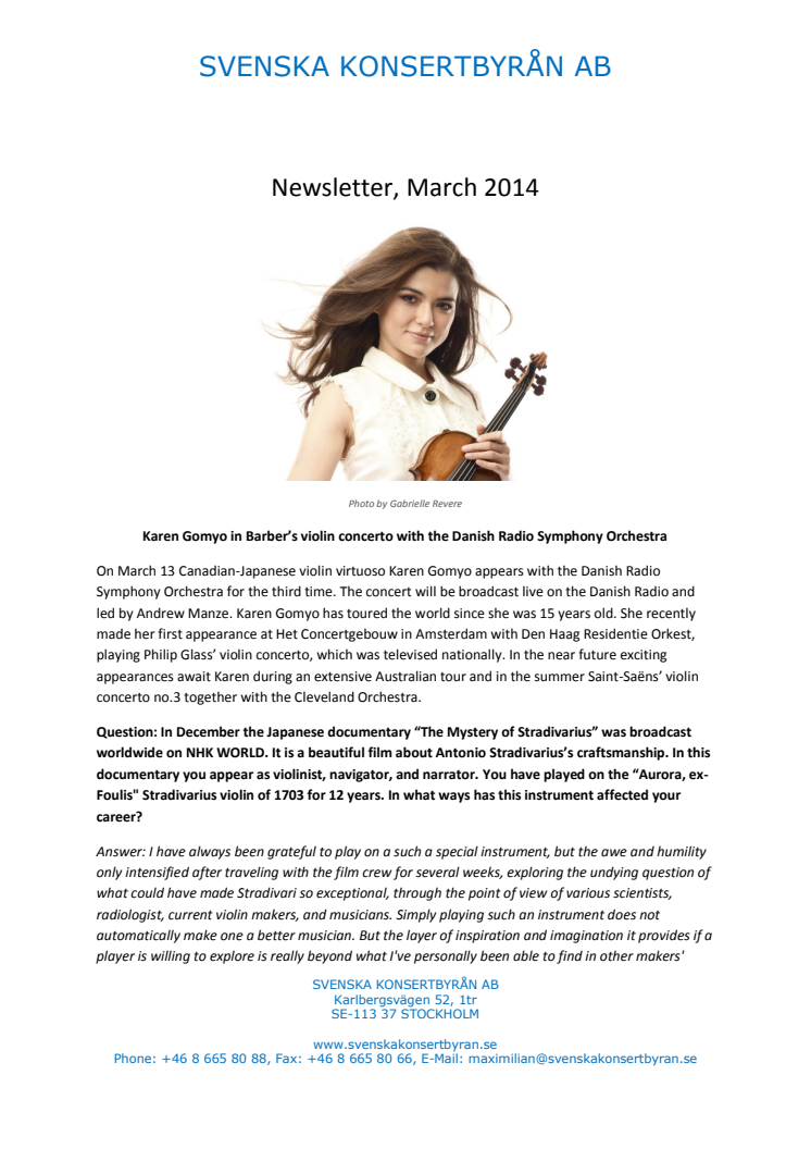 Newsletter, March 2014