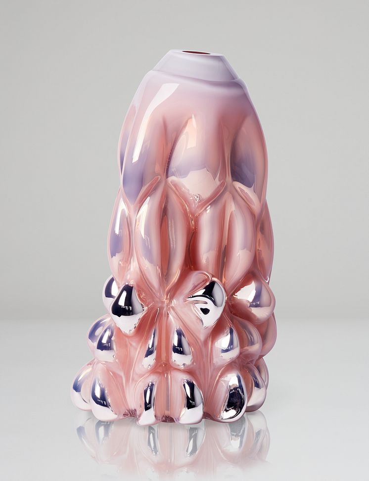 Dripping Print, soft pink metallic 2018 Boda Glasbruk Formblåst glas, spegelfolierat 43 x 39 cm Upplaga 1+2 AP