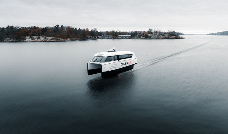 Candela P-12 taking off outside Stockholm's port