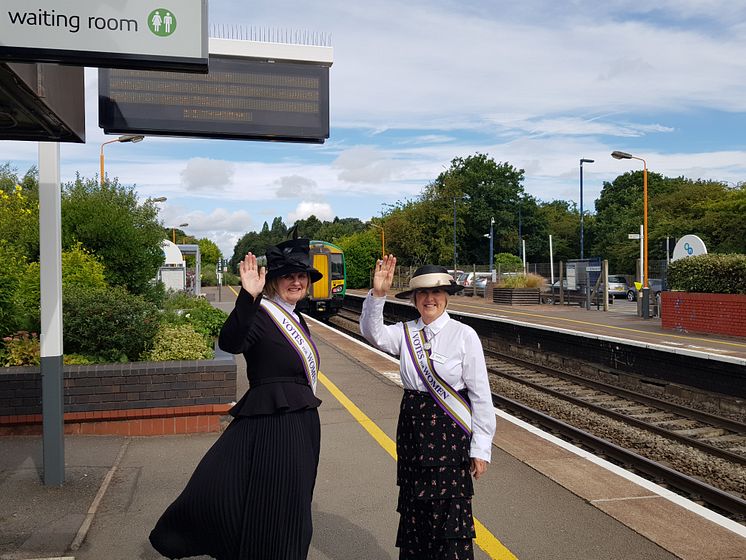 Soroptimists Jan Tilsley (left) and Jan Hemlin (right) at Widney Manor station