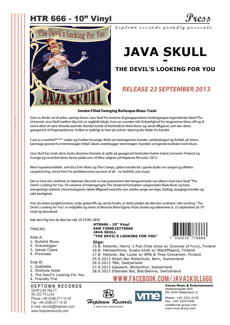 Nyt album med Java Skull (ex The Untamed)