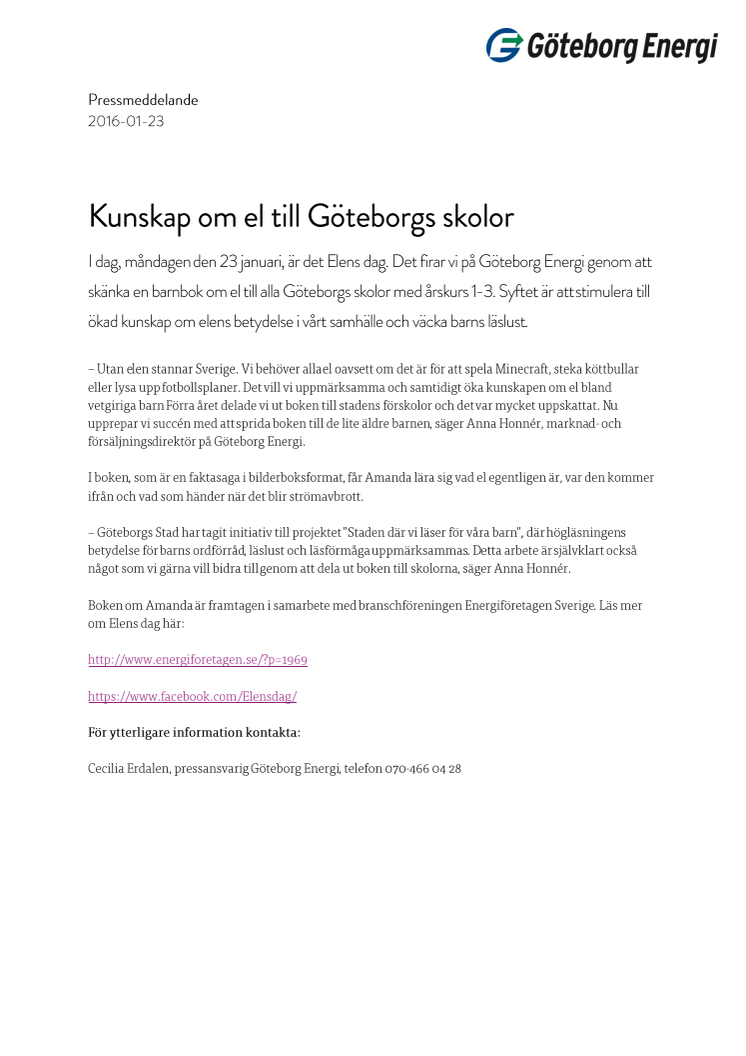 Kunskap om el till Göteborgs skolor