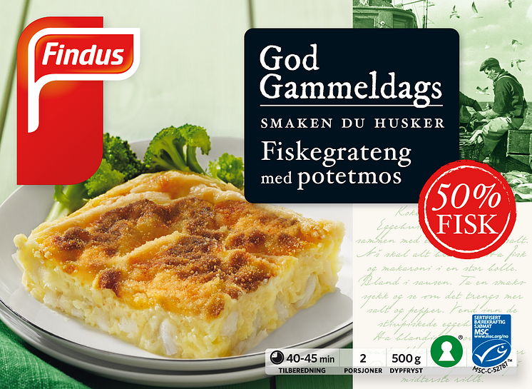 Findus God gammeldagsfiskegrateng med potetmos