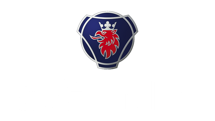 Scania logo pysty valkoinen teksti