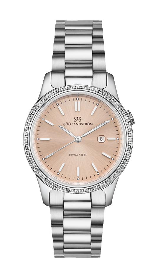 Royal Steel Classic 32mm, Rose dial, Diamond bezel