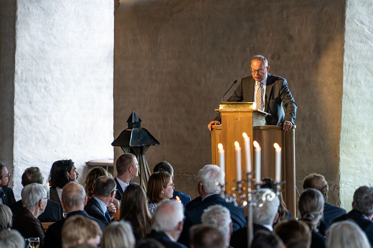Sverker Lerheden vid en lunch på Uppsala slott den 26 april 2022 i närvaro av rektorerna vid Uppsala och Stockholms universitet samt rektorerna för Kungl. Musikhögskolan och Kungl. Konsthögskolan.