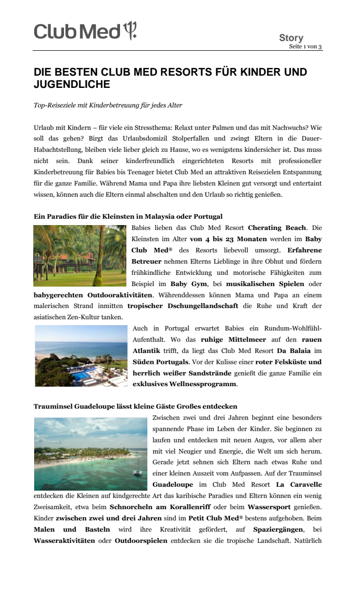 Die besten Club Med Resorts für Kinder und Jugendliche