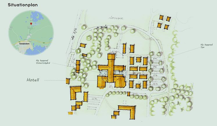 Situationsplan - Högbo Brukshotell storsatsar - nytt spa & vinterträdgård med unik inramning