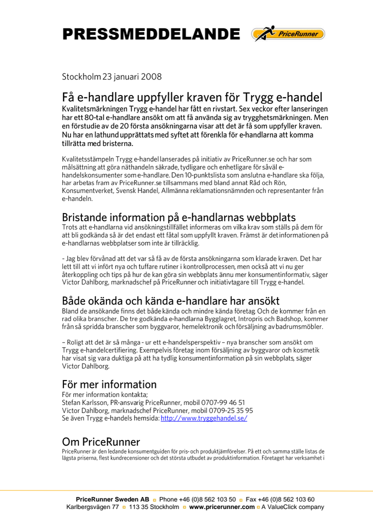 Få e-handlare uppfyller kraven för Trygg e-handel