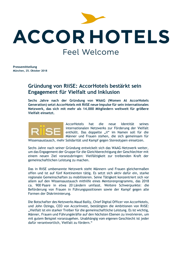 WAAG wird RiiSE: AccorHotels bestärkt sein Engagement für Vielfalt und Inklusion