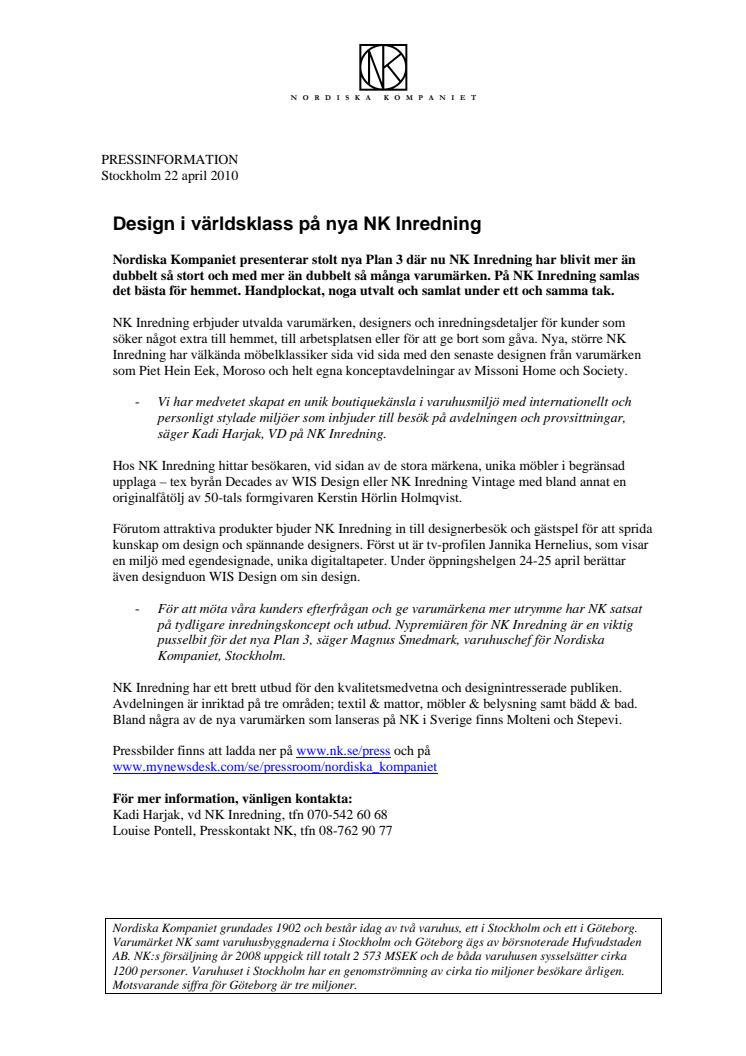 Design i världsklass på nya NK Inredning