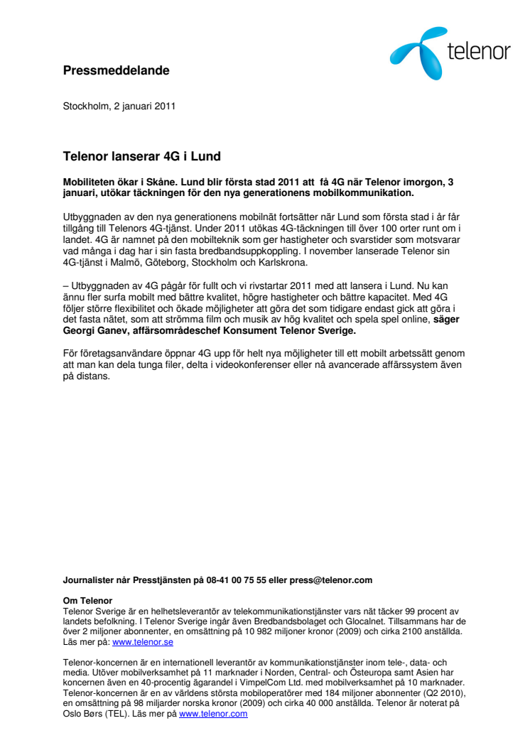 Telenor lanserar 4G i Lund
