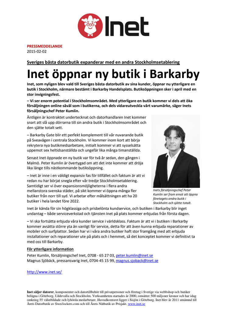 Inet öppnar ny butik i Barkarby