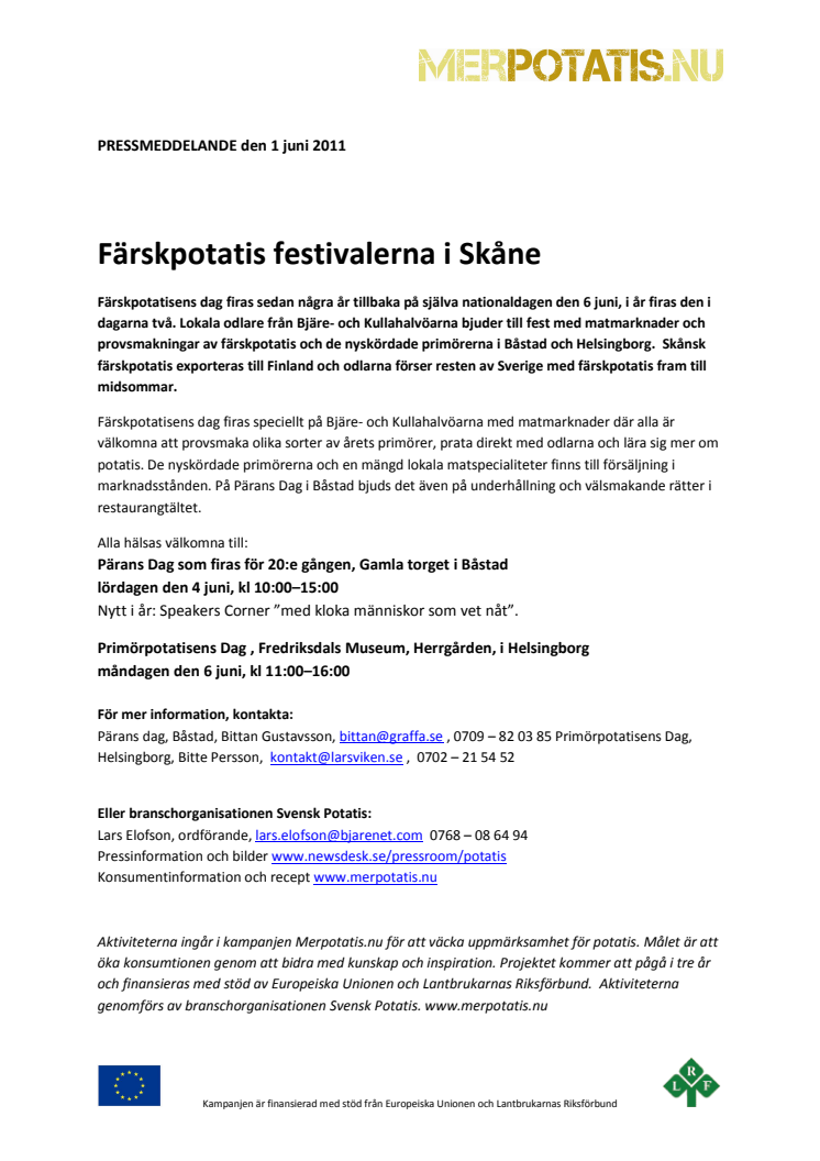 Färskpotatis festivalerna i Skåne